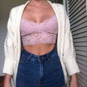 Cream Slouchy Knit Sweater Cardigan